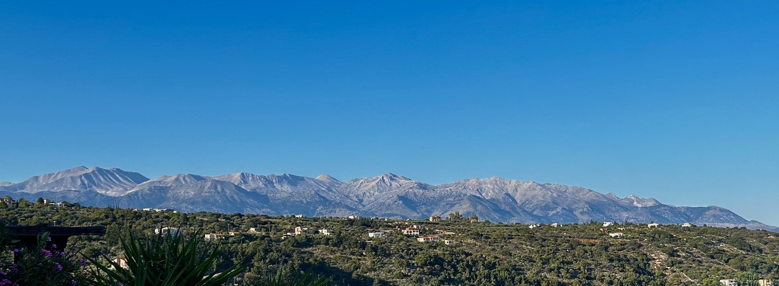 The White Mountains viewed from the veranda at Villa Koumos